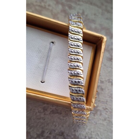 NEW Stella Rose London 18K Gold Plated & Rhinestone Bracelet In Box - Picture 4 of 6